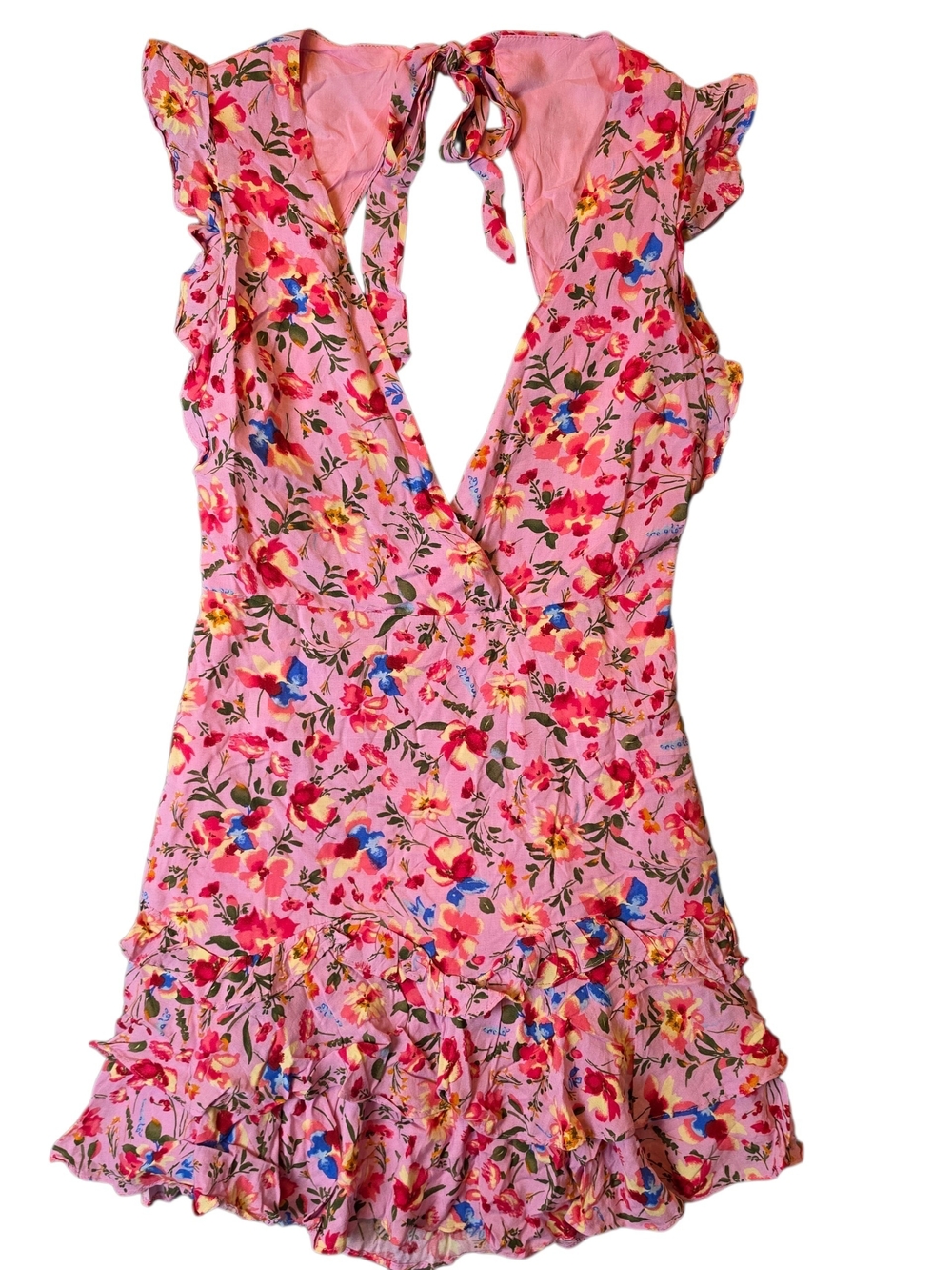 Hello Molly "Far From Finished" dress Womans 6 Floral Sleeveless Ruffle Fairy